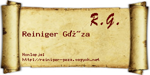 Reiniger Géza névjegykártya